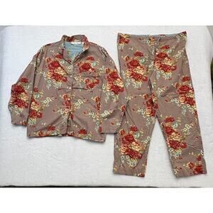 The Chandler Collection Womens Brown Floral 2pc Pajama Pant Set Size L/XL